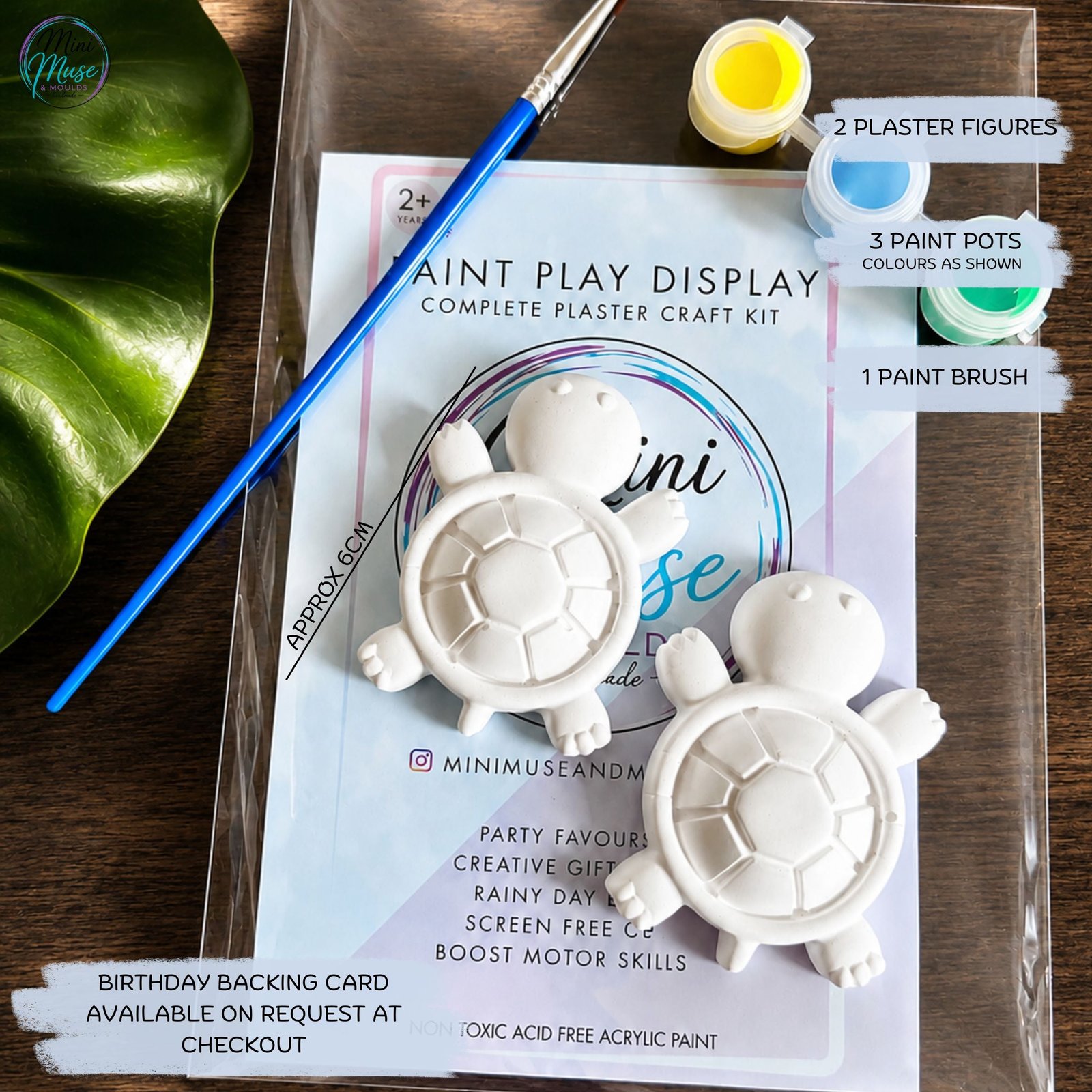 Friendship turtle ready-to-paint plaster craft kit, a creative kids painting kit and thoughtful friendship gift.