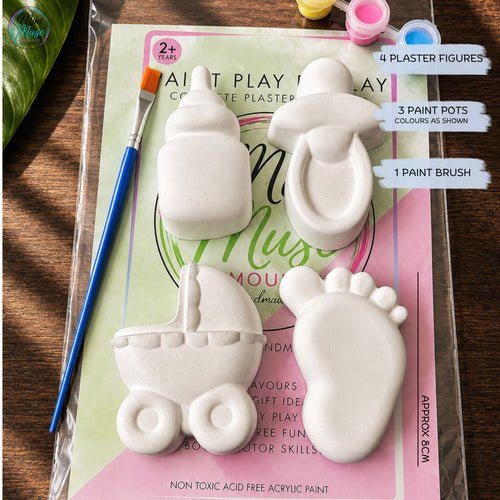 Baby ready-to-paint plaster craft kit, a fun painting activity and personalised keepsake for little girls.